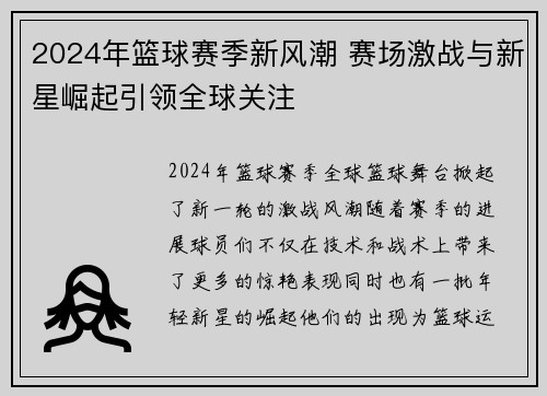 2024年篮球赛季新风潮 赛场激战与新星崛起引领全球关注